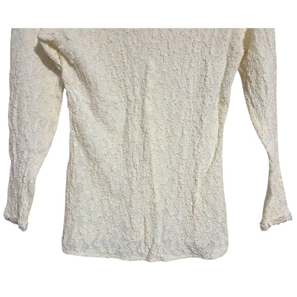 Vintage Margot Lew Lace Blouse With Mock Neck & Long Sleeves In Ivory - Picture 7 of 7